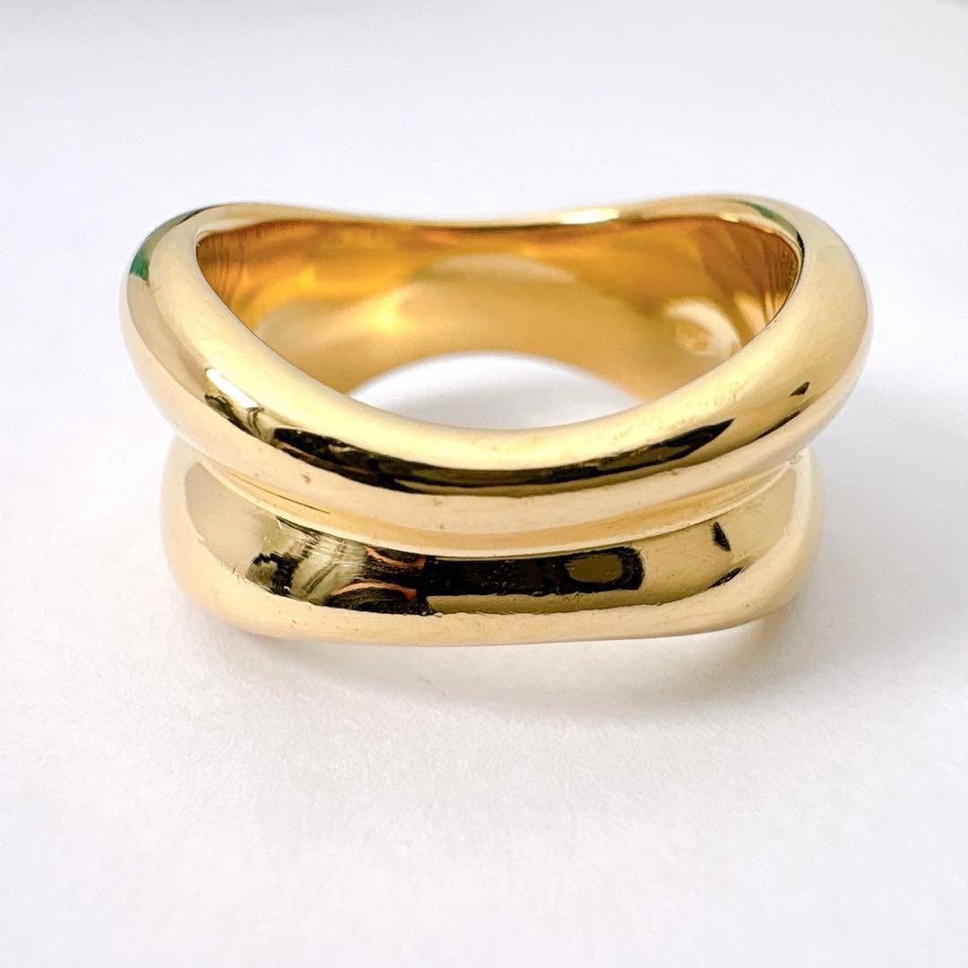 美品レア オールドティファニー ダブルウェーブ 11.5号 7.63g k18