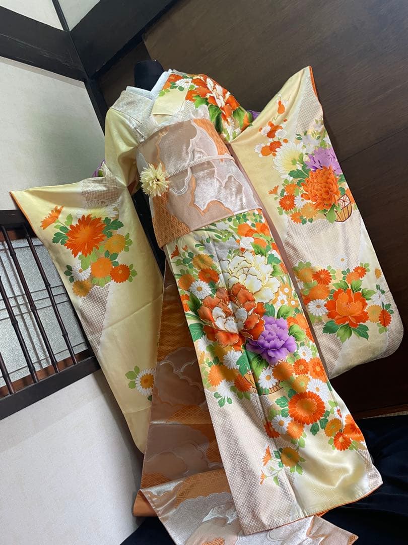 振袖フルセット6サイズM金駒刺繍正絹