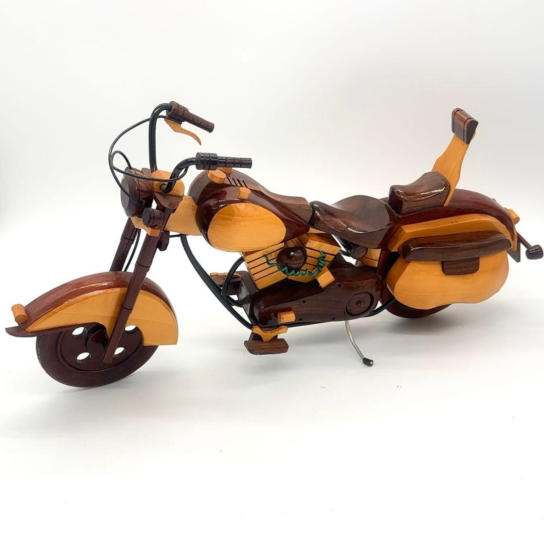 【超希少】高級 木製 ハンドメイド バイク ハーレーダビットソン アンティーク