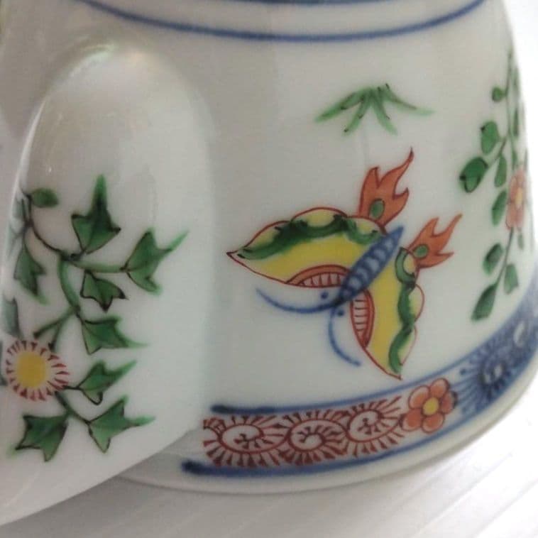 京焼 平安 四代 三浦竹泉 竹泉 色絵花蝶文 煎茶器