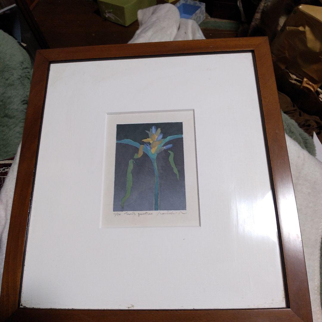 額装　ツユクサ　リトグラフ