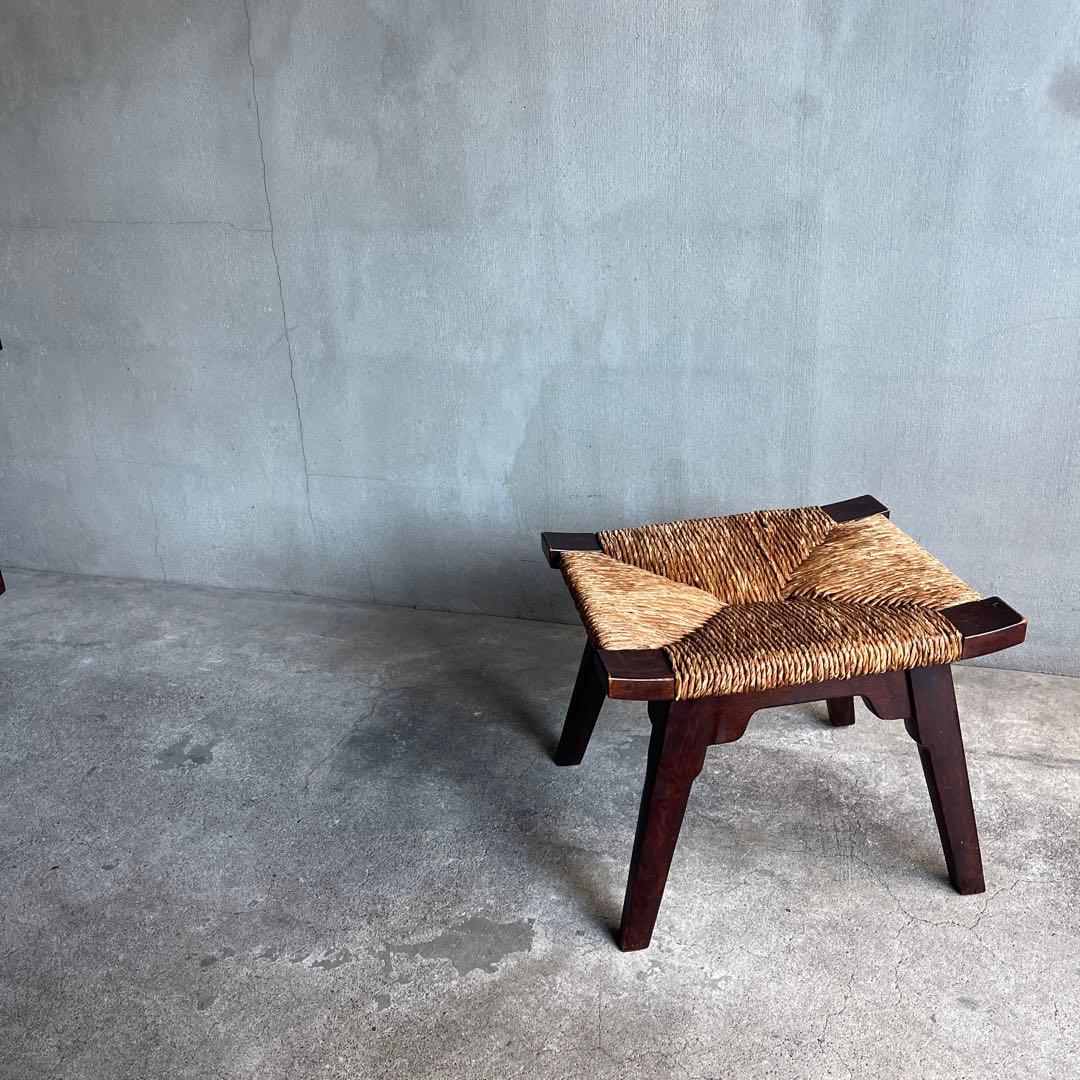 松本民芸家具 柳宗悦デザイン ビンテージ ラッシスツール ミズメ桜無垢材 太蘭草 松本民芸家具 柳宗悦デザイン ビンテージ ラッシスツール ミズメ桜無垢