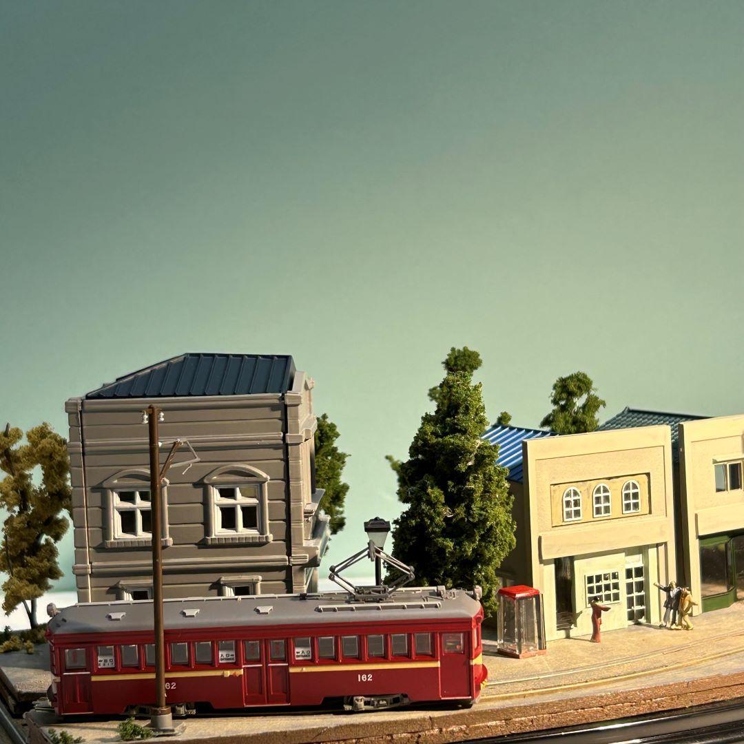 函館市電末広町界隈 市電の走る街 鉄道ジオラマ Nゲージ 展示台