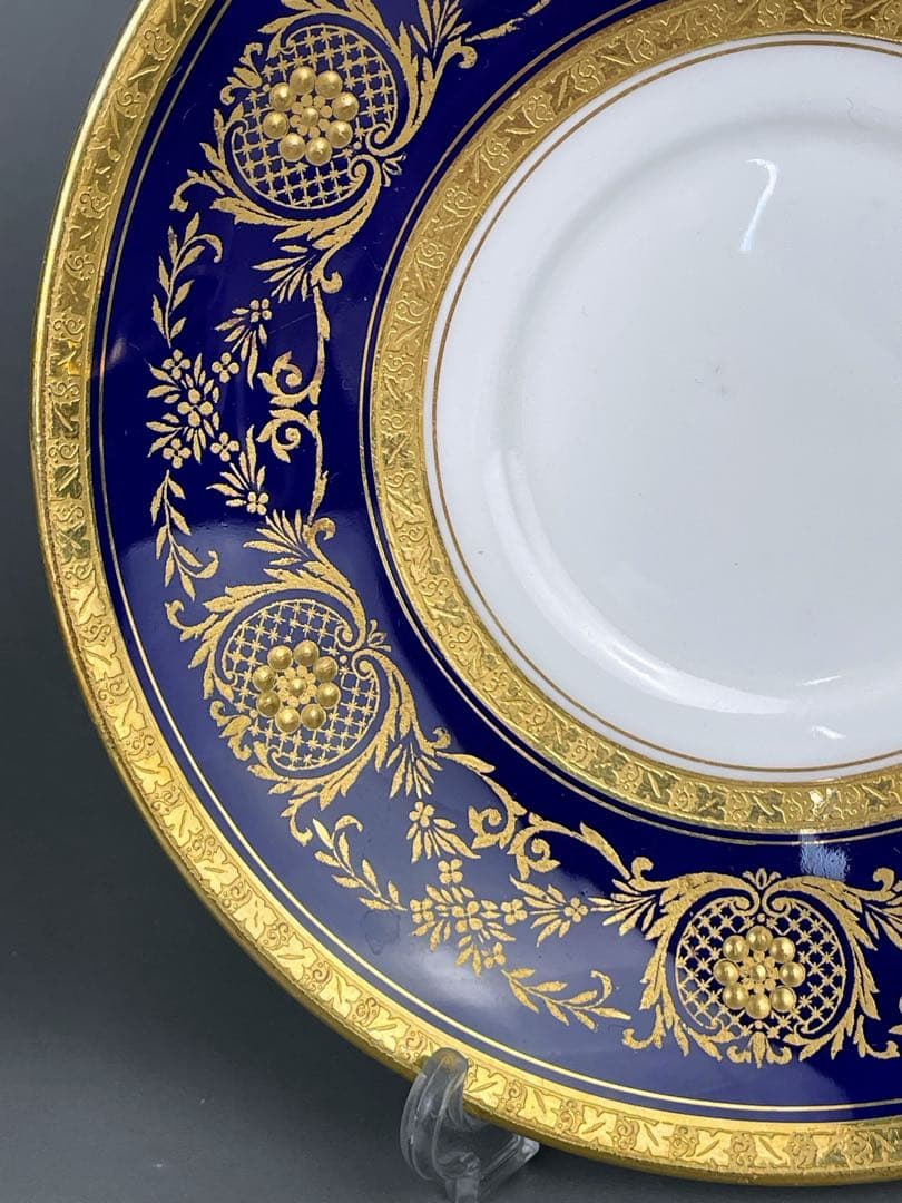 美品】オールドミントン コバルト地 金彩 ブイヨンカップ＆ソーサー 金