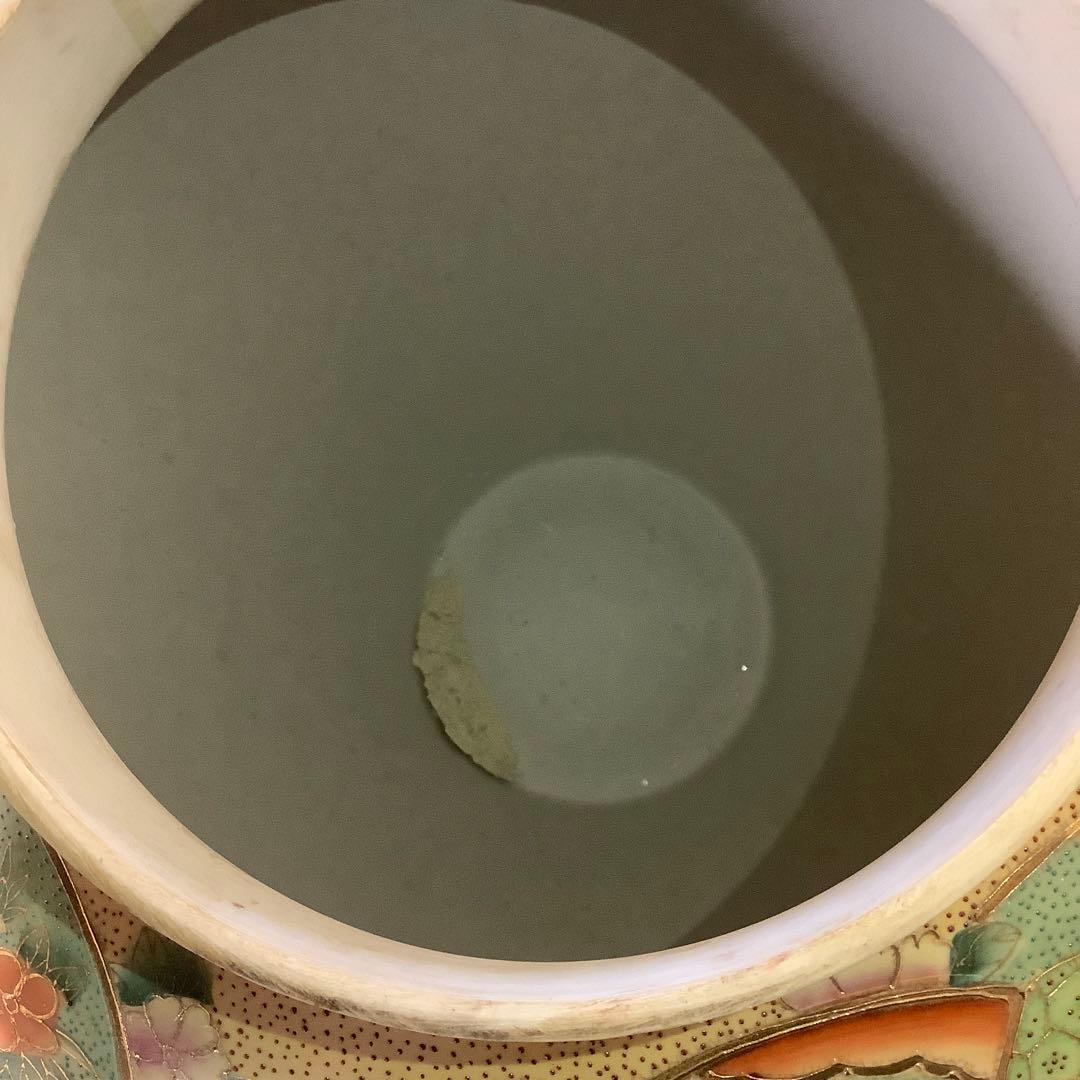 薩摩焼？　古代美人図　壺飾り壺　沈香壺　大型　大サイズ