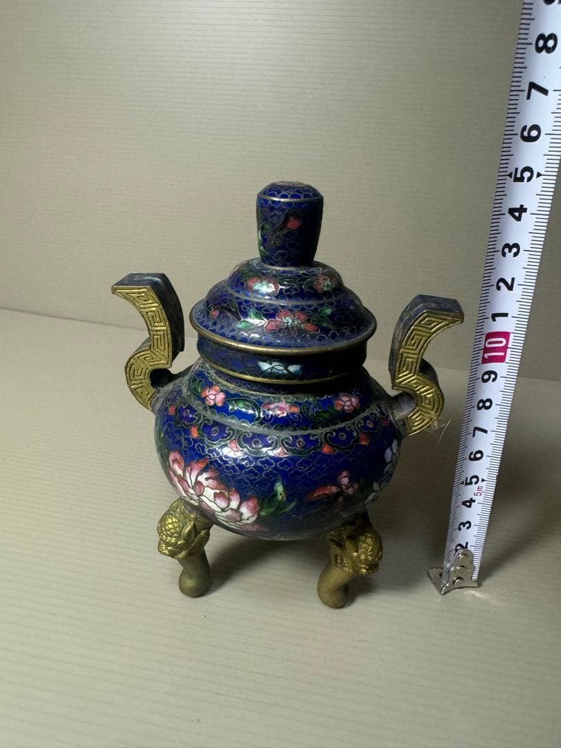 2096 七宝焼　景泰藍　香炉　時代物