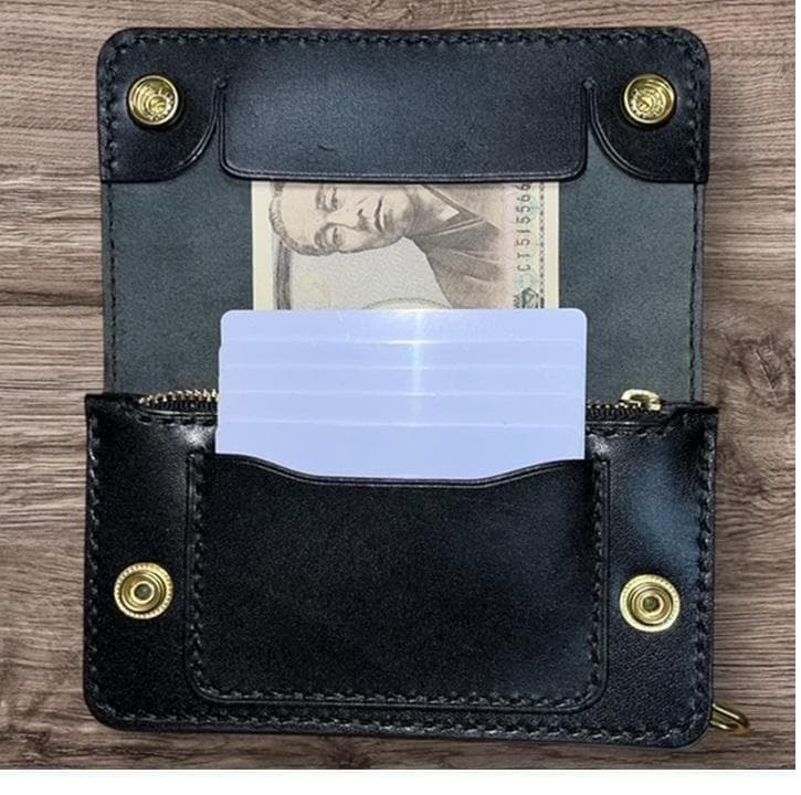 ゴリオ ⑥ミドルトラッカーウォレット/栃木レザー/ホック真鍮/小判カン真鍮