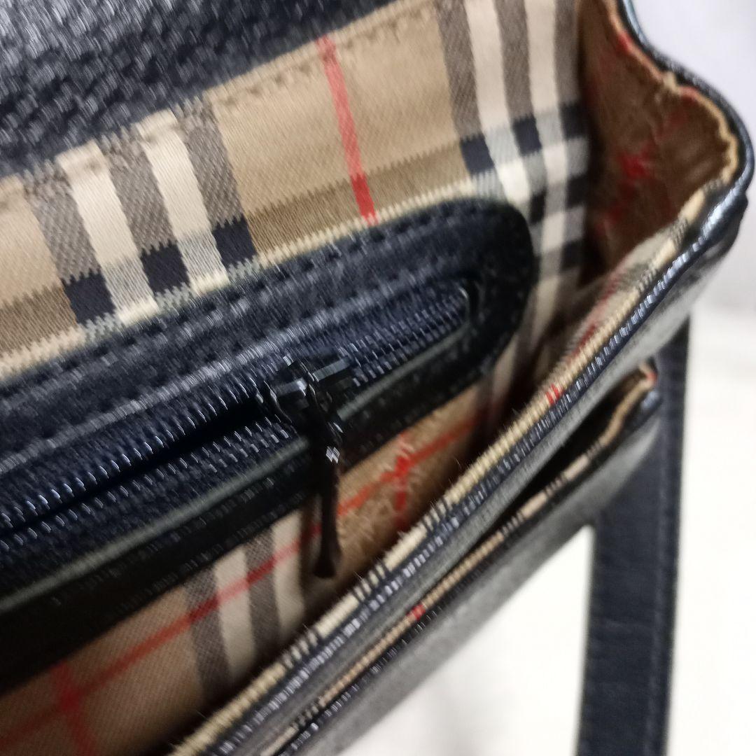 ★BURBERRY★バーバリー レザー ショルダーバッグ 黒 　ノバチェック