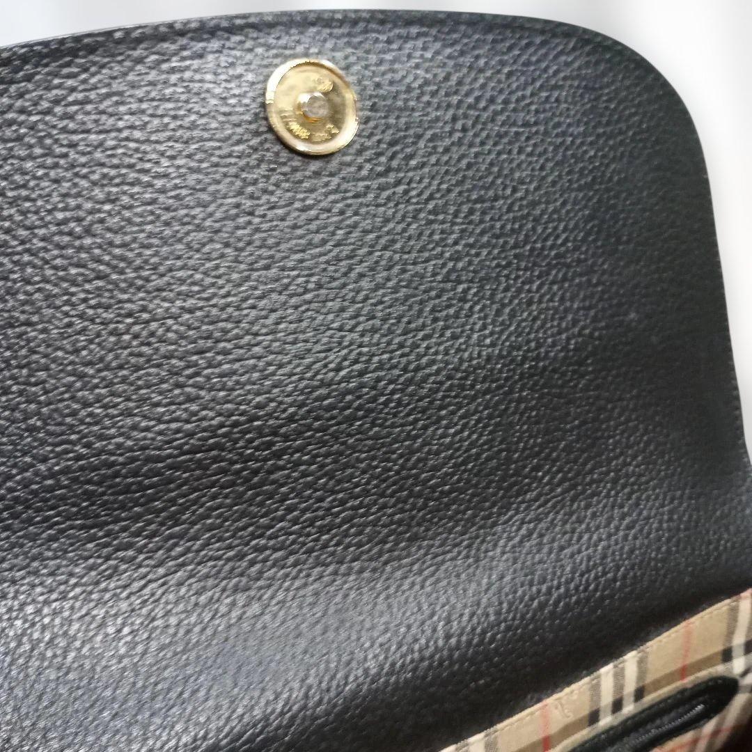 ★BURBERRY★バーバリー レザー ショルダーバッグ 黒 　ノバチェック