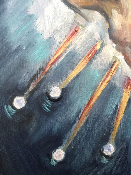 骸骨 ローズクラウン 油絵 原画 オリジナル 一点物