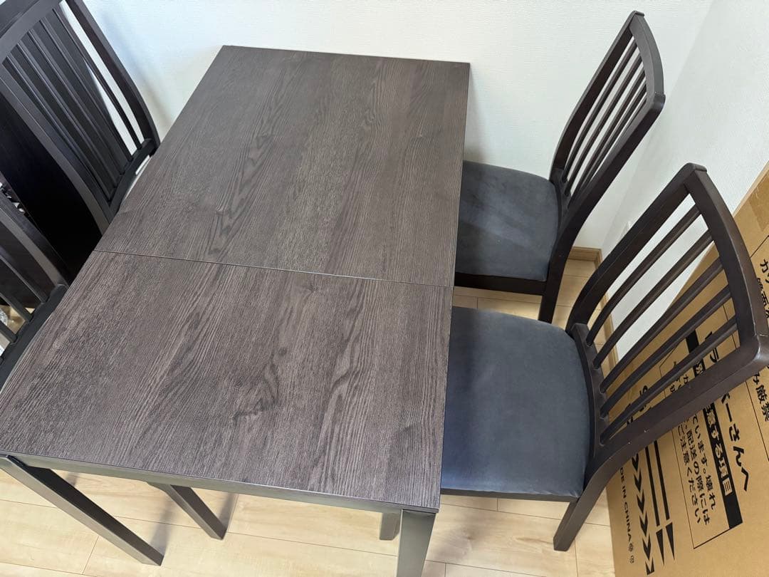 【LAC】テーブル 80/120 x 70 cm ダークブラウン　椅子4脚