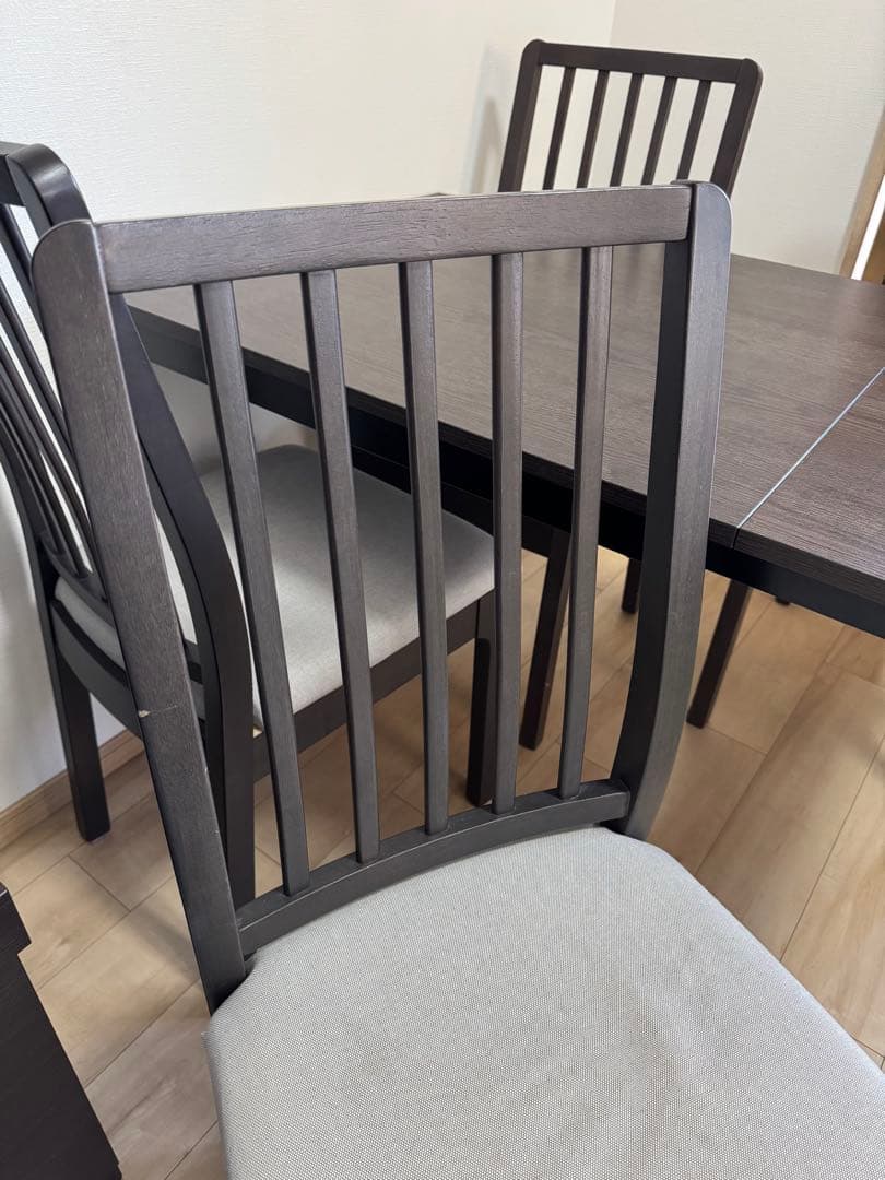 【LAC】テーブル 80/120 x 70 cm ダークブラウン　椅子4脚