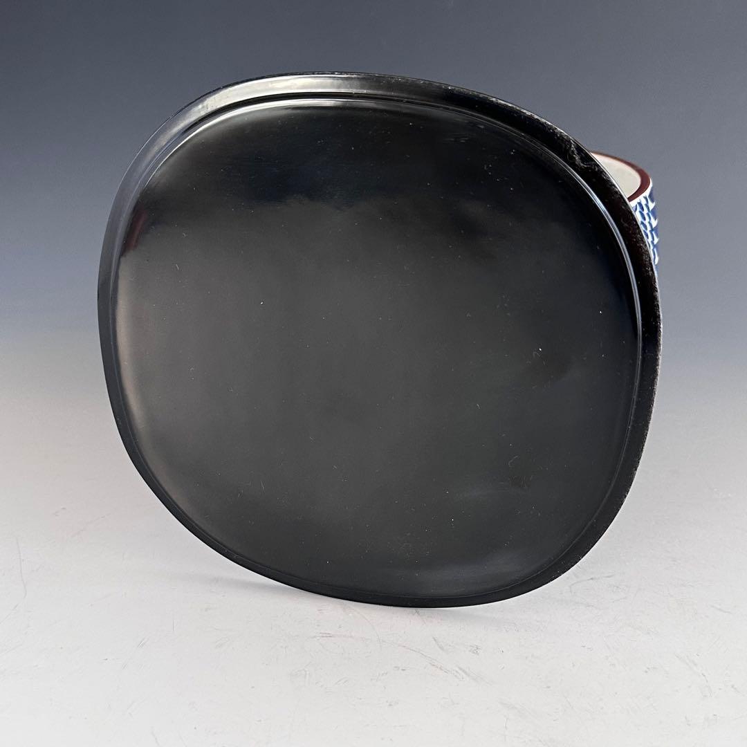 茶道具 染付 俵形 七福神絵 水指 加藤利昇 共箱 京焼