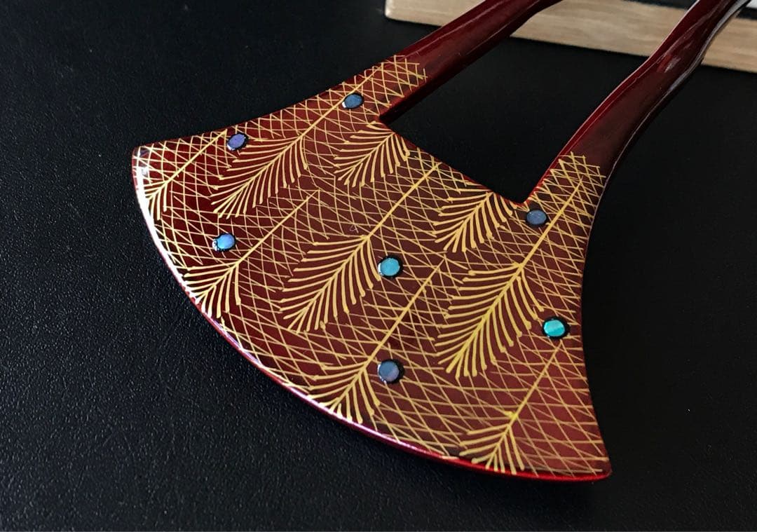 かづら清老舗　かんざし　溜色　蒔絵　螺鈿細工