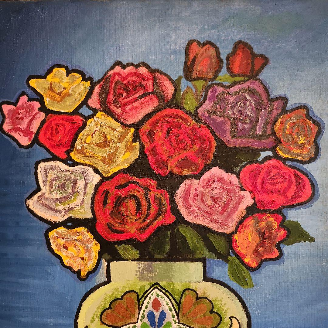 田渕眞兒油絵油彩画薔薇シリーズ花No.3-18-s