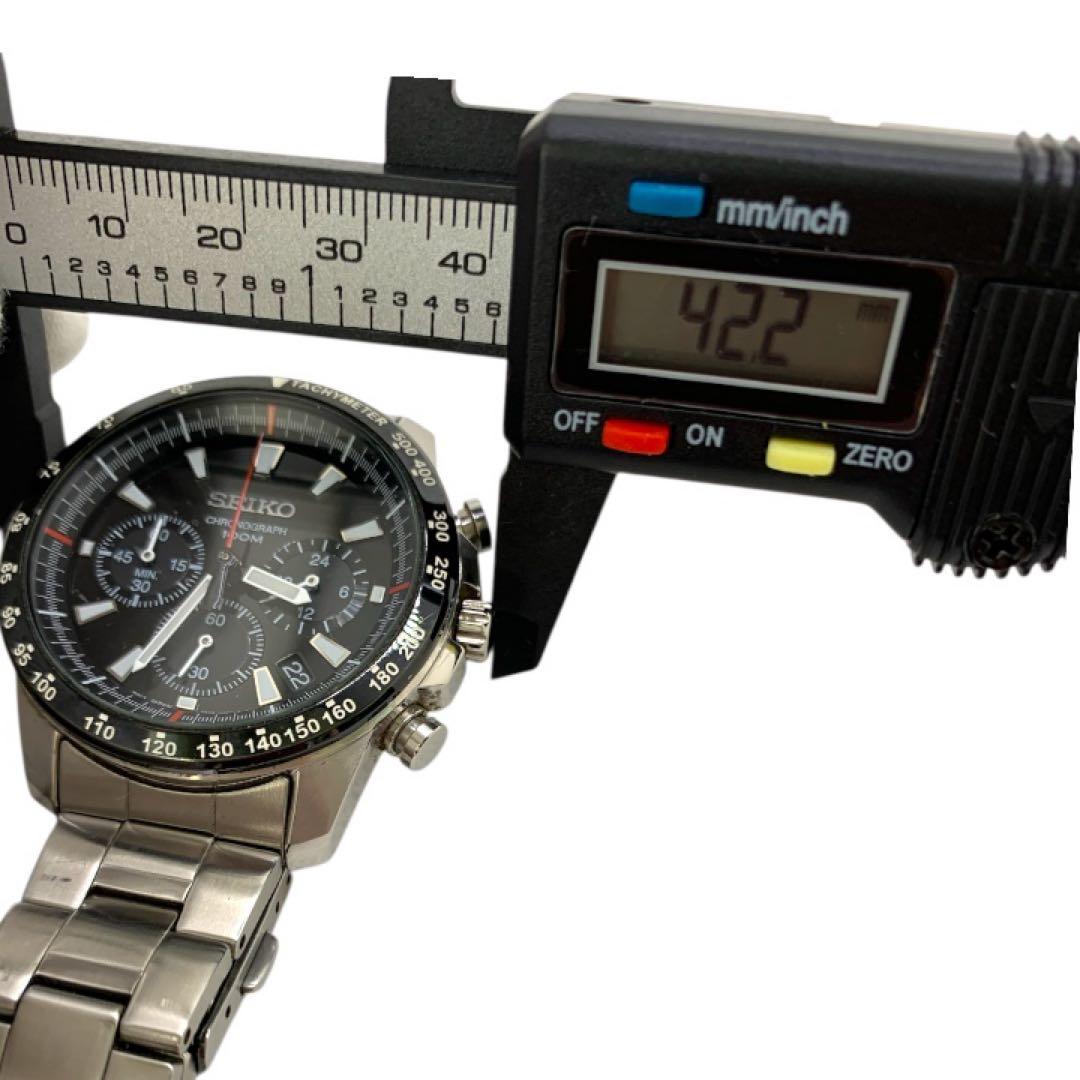 【稼働品】SEIKO クロノグラフ 6T63-00D0 タキメーター メンズ