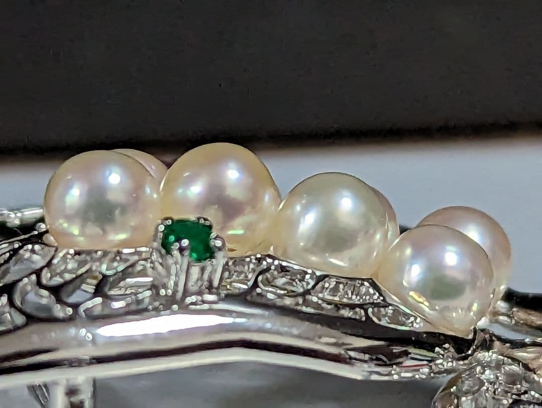 アコヤ真珠K18，SilverブローチNo.700