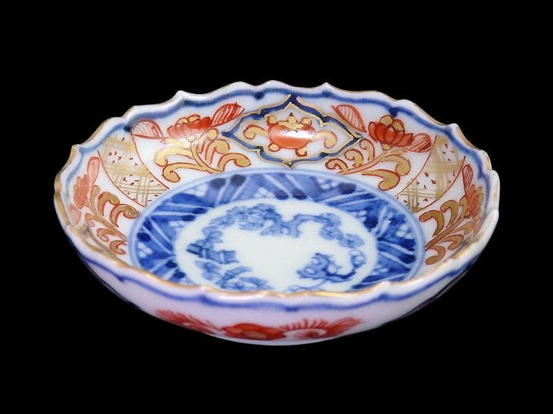 古伊万里 金襴手 花に松竹梅の図 豆皿 E725AS-CYd