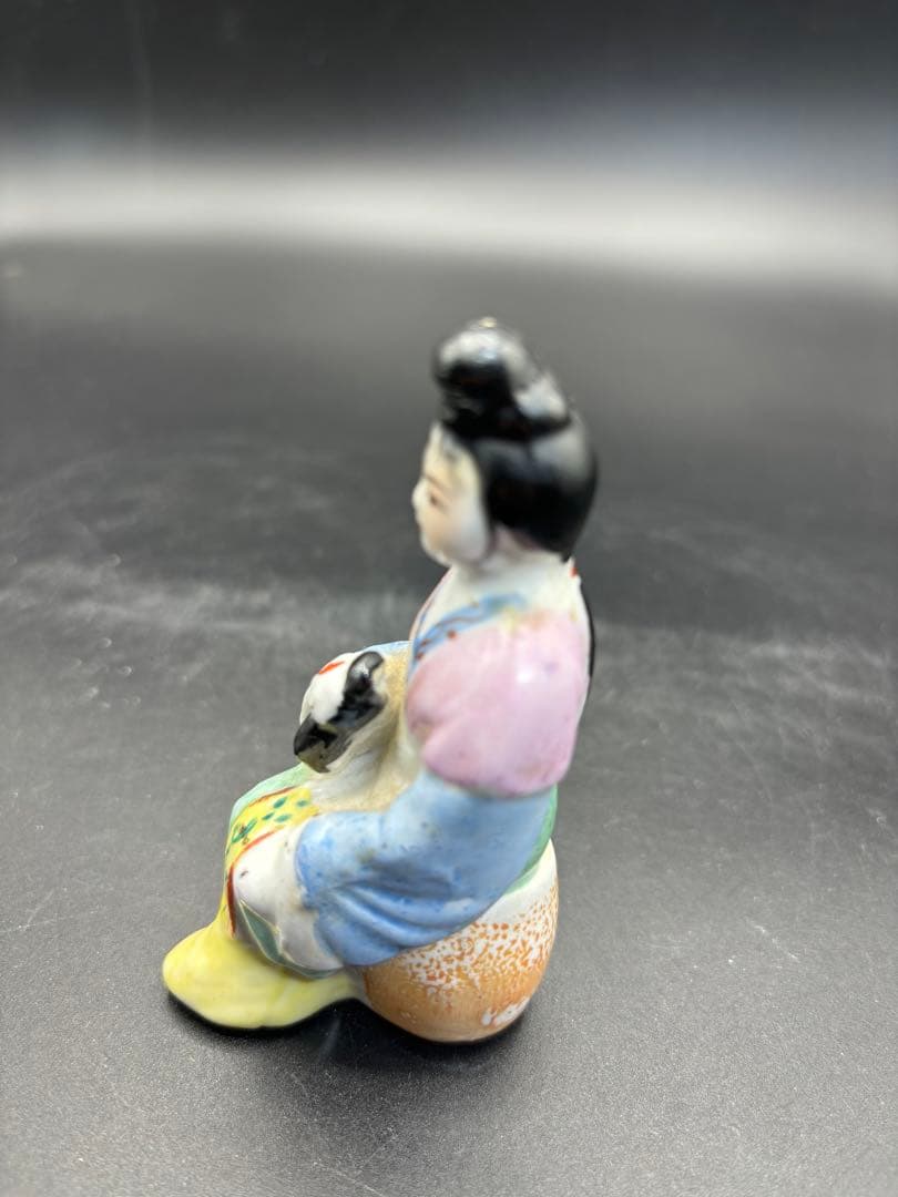 中国美術 古玩 色絵陶人形 陶器人形 高さ約9cm 置物 オブジェ 古董品