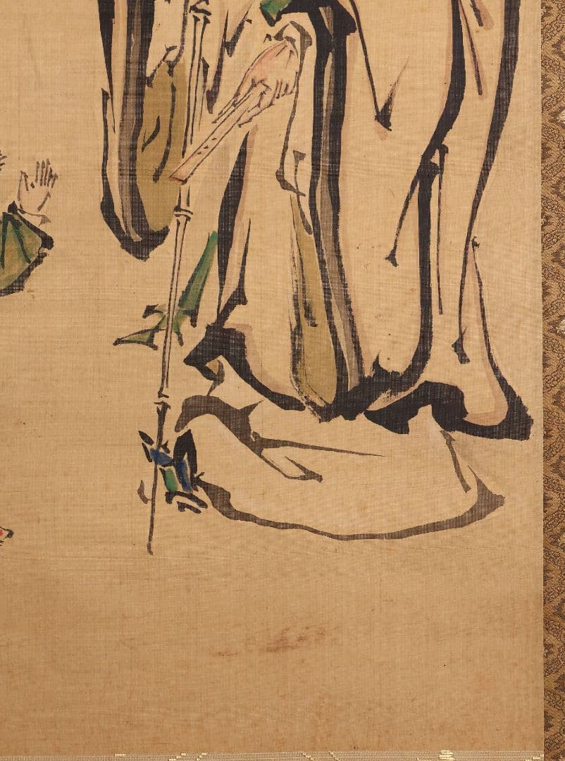 【模写】日本画 台賜如春斎典寿(勝部如春斎) 仙人唐子図 絹本 掛軸 MA834