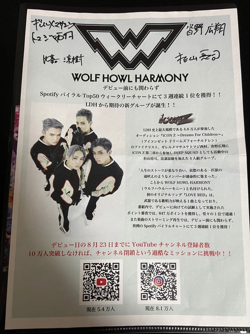 WOLF HOWL HARMONY チラシ 直筆とステッカー - メルカリ
