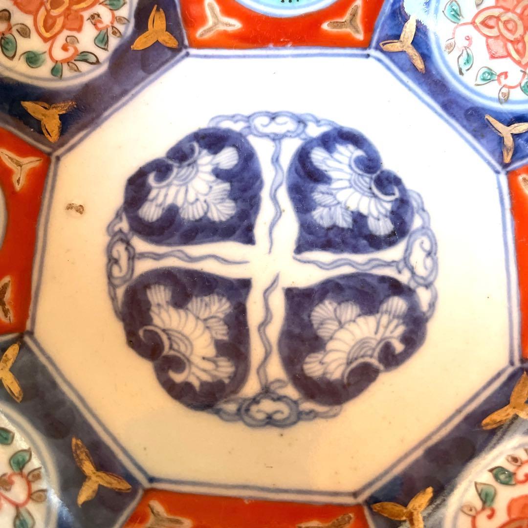 富貴長春 染付 金彩 金襴手 八角鉢