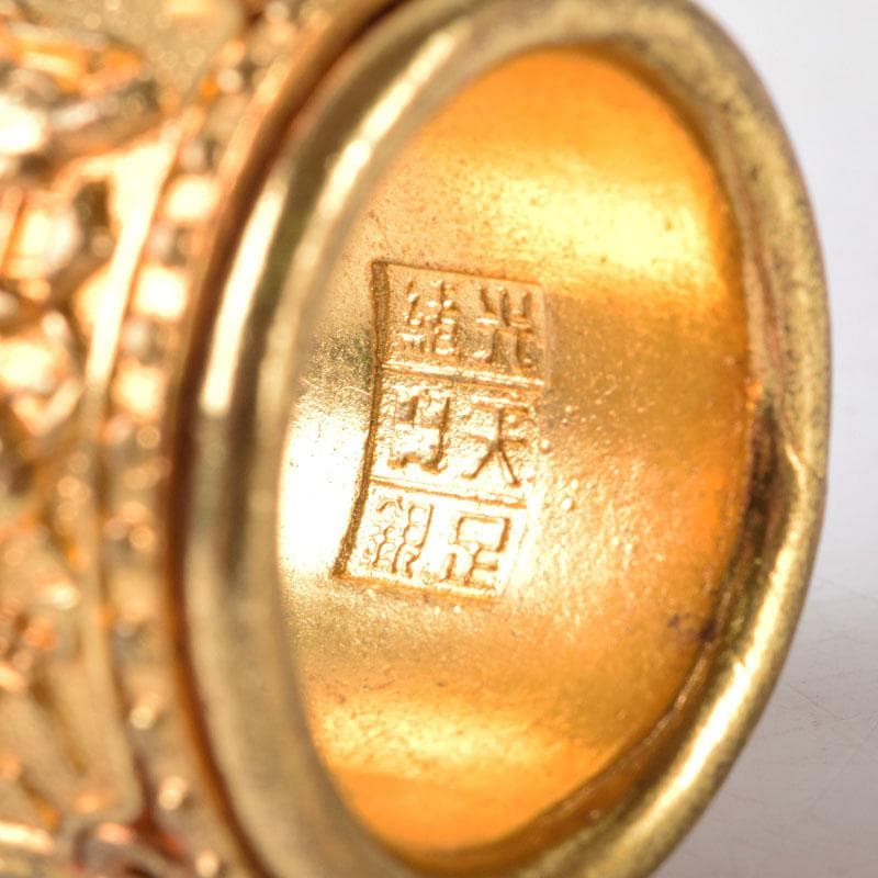 中国　光緒天宝足銀　山水人物彫　板指　N　7475