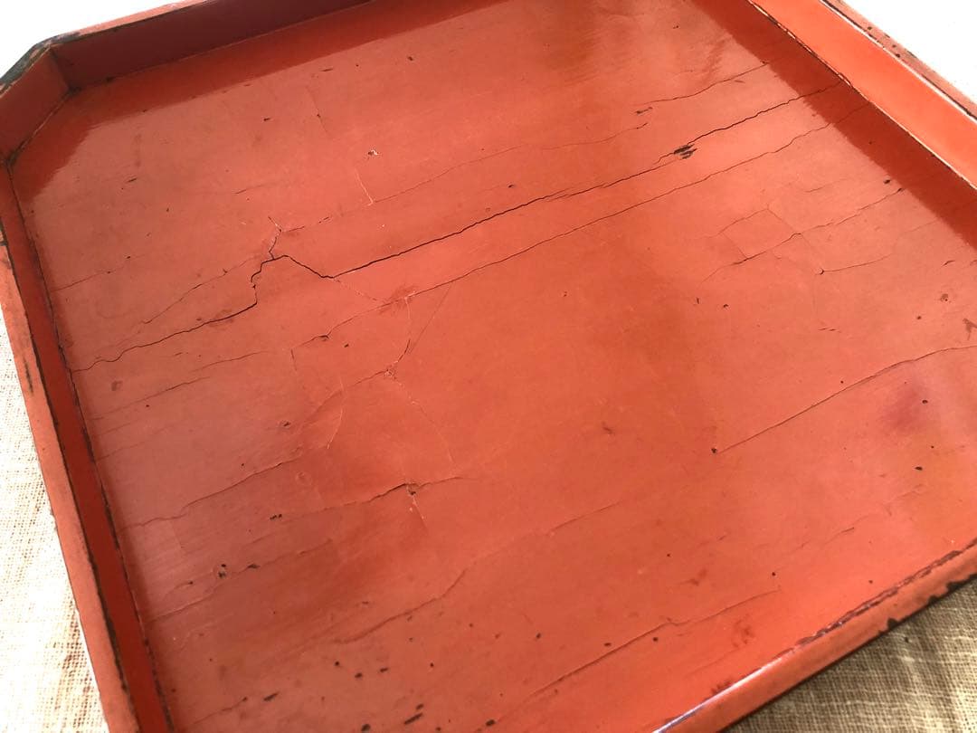 古美術 根来 隅切盆(折敷)