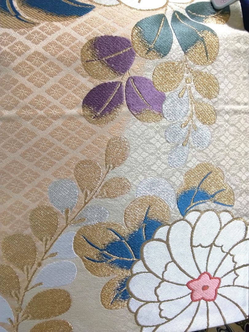 振袖フルセット、正絹紅型成人式、重ね衿、帯揚げ帯締め、西陣袋帯