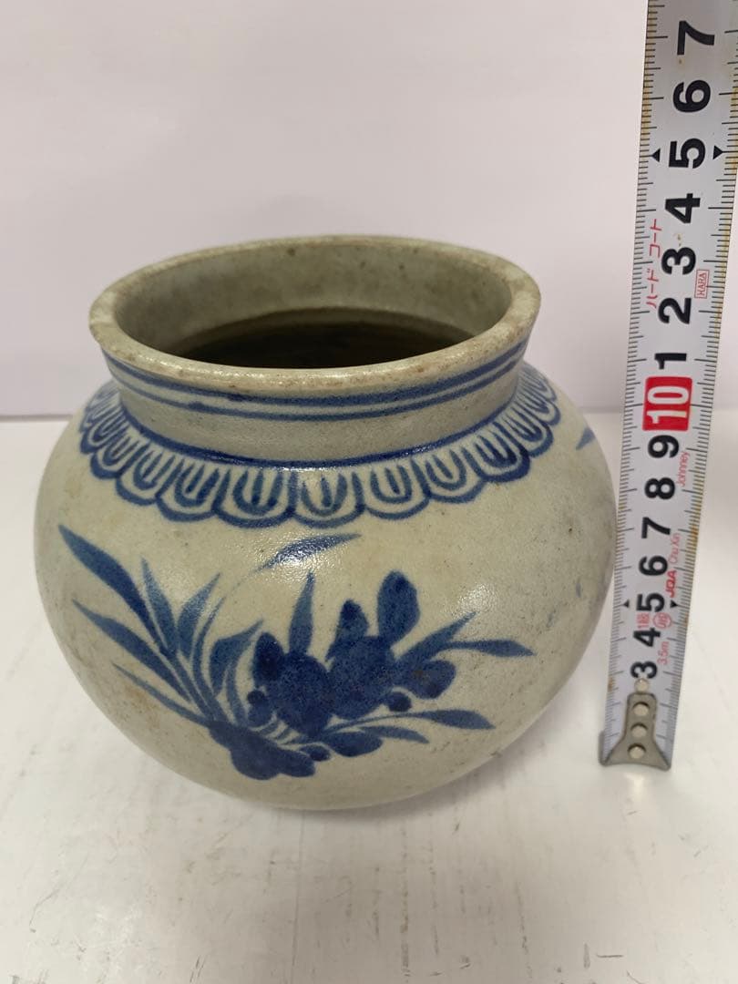 李朝　染付　壺　韓国美術　送料込み