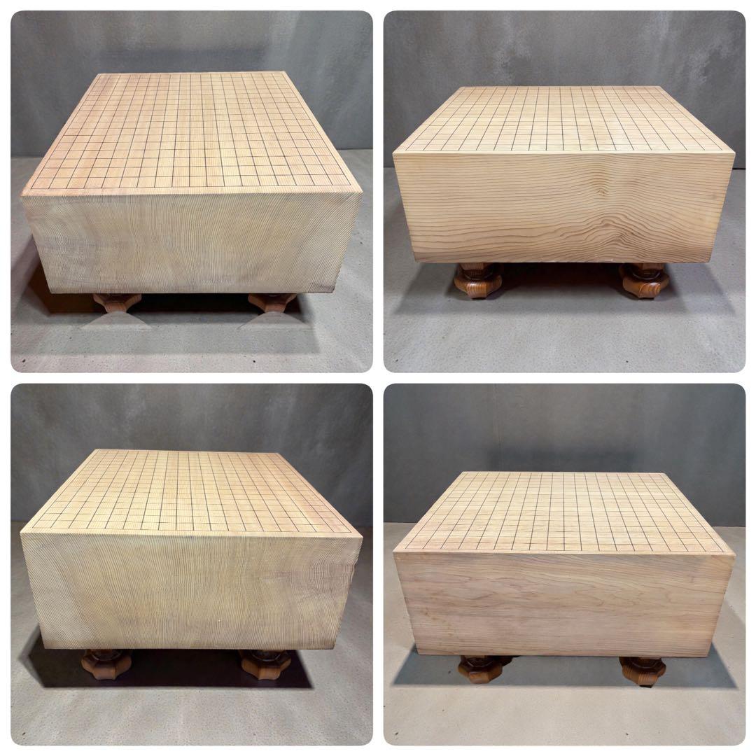 【重厚6寸】天然木 囲碁板 セット 脚付碁盤 蛤碁石 那智黒石 ヘソ付 良木目