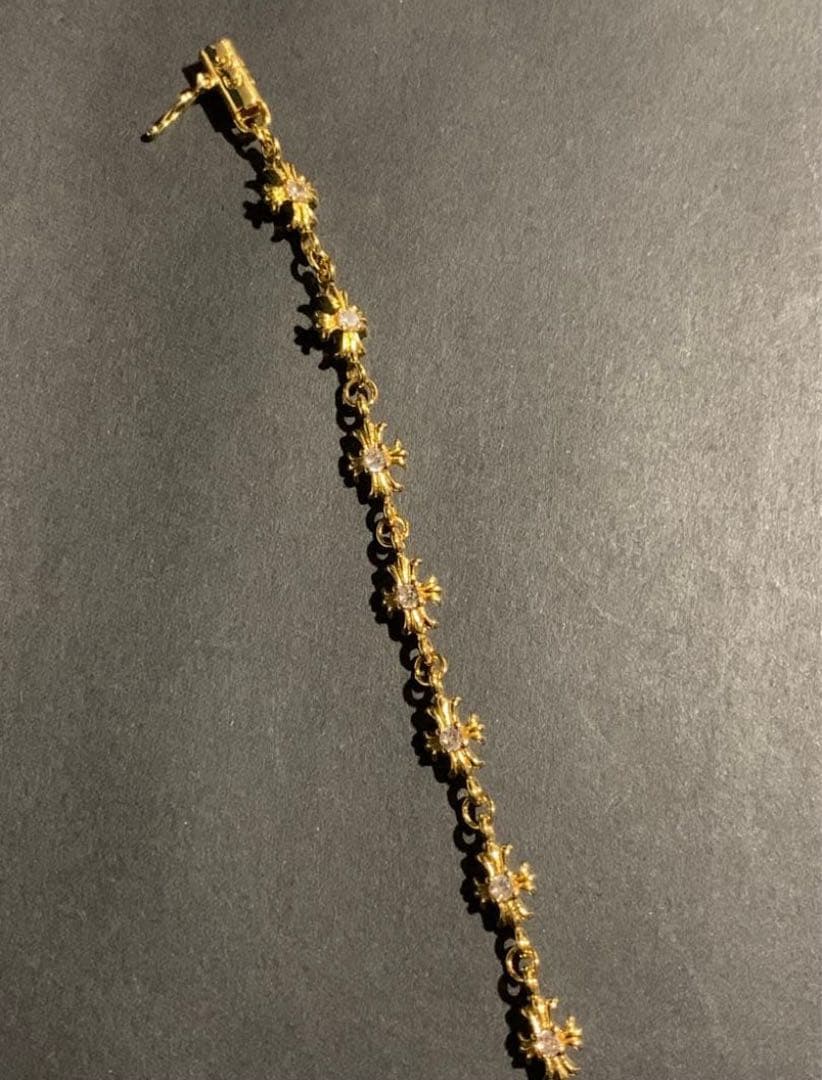 22k タイニークロスチェーン ダイヤ　ブレスレット　ホワイト