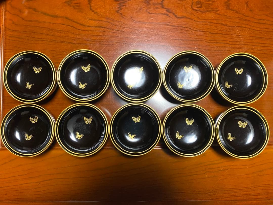 輪島塗　漆器 椀 10個セット 黒赤 金色装飾