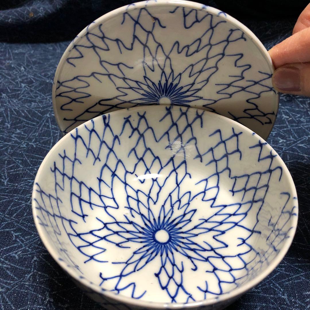 古伊万里 総破れ網手 蓋付き陶器椀物 江戸時代