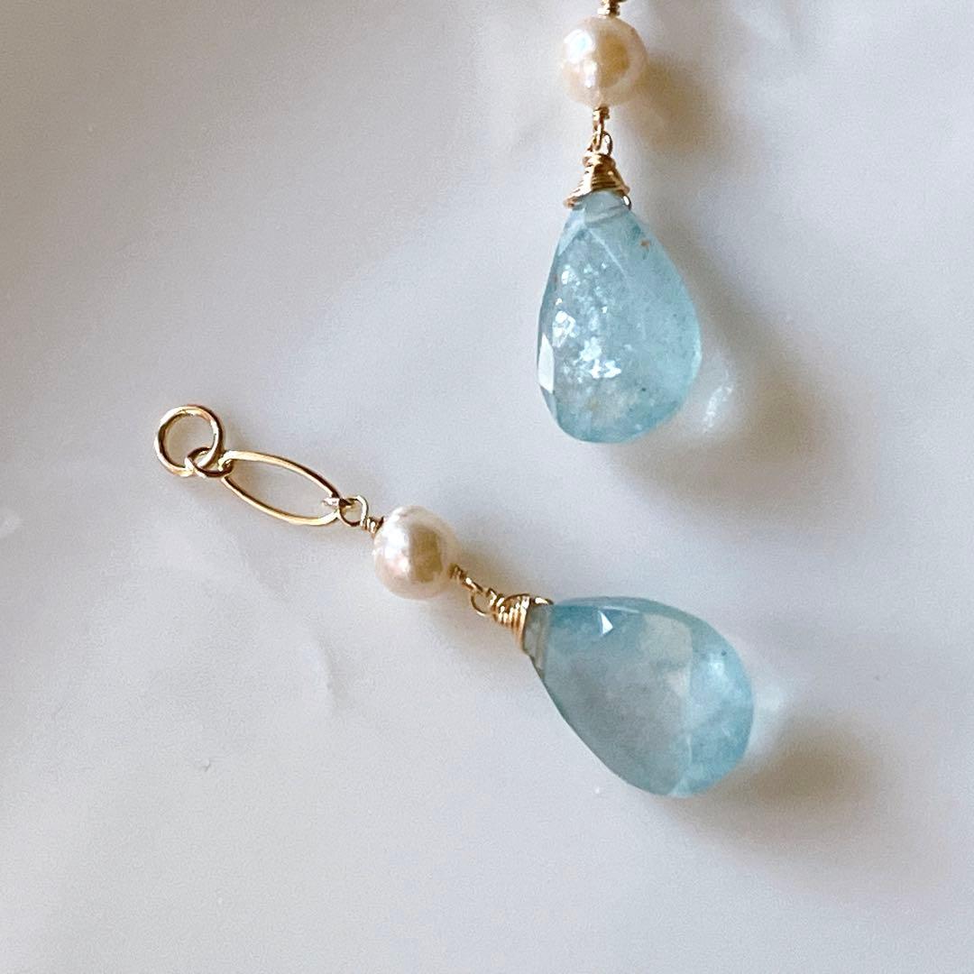 Kaya◆希少石✧大粒✧シンデレラアクアマリンチャーム✧あこや真珠