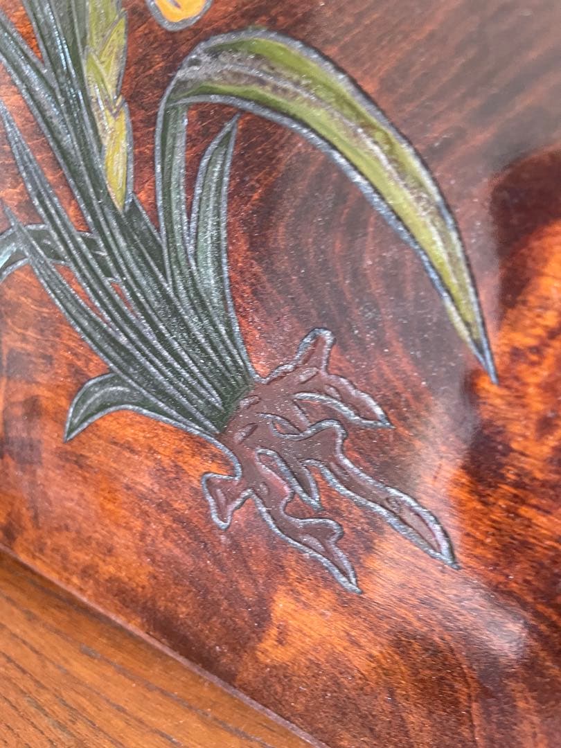 未使用　漆器盆セット 御膳　手彫り花柄