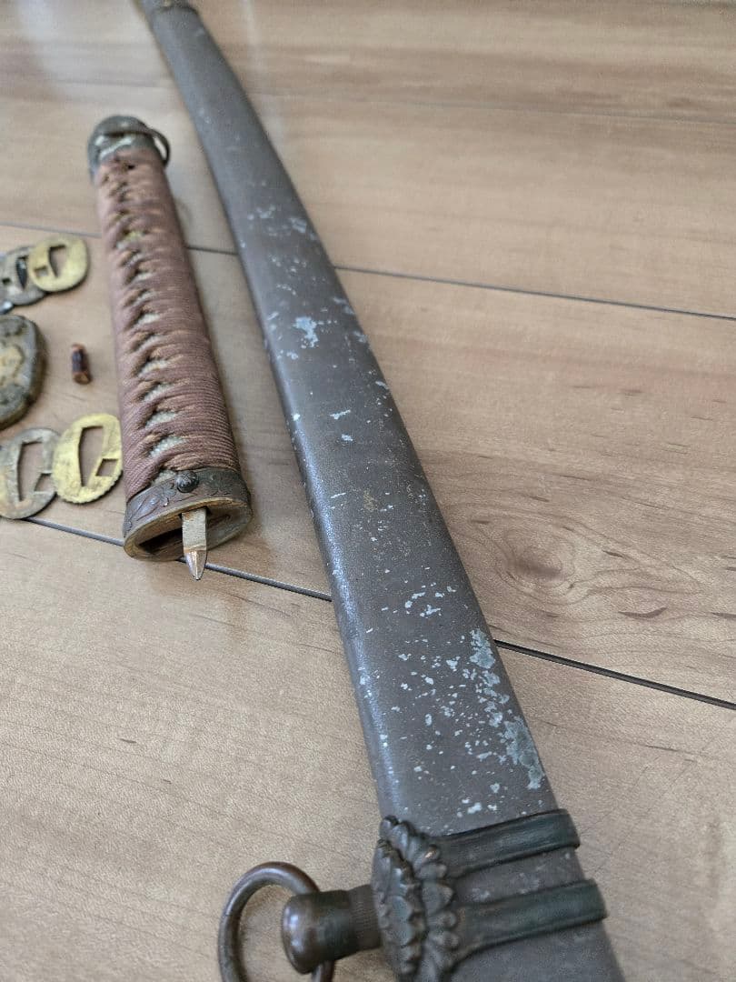 第二次大戦中実物 98式将校軍刀拵え(刀身なし) 8枚切羽