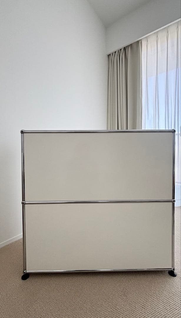 鍵付き2段2ドア USMhaller USMハラー ピュアホワイト キャビネット