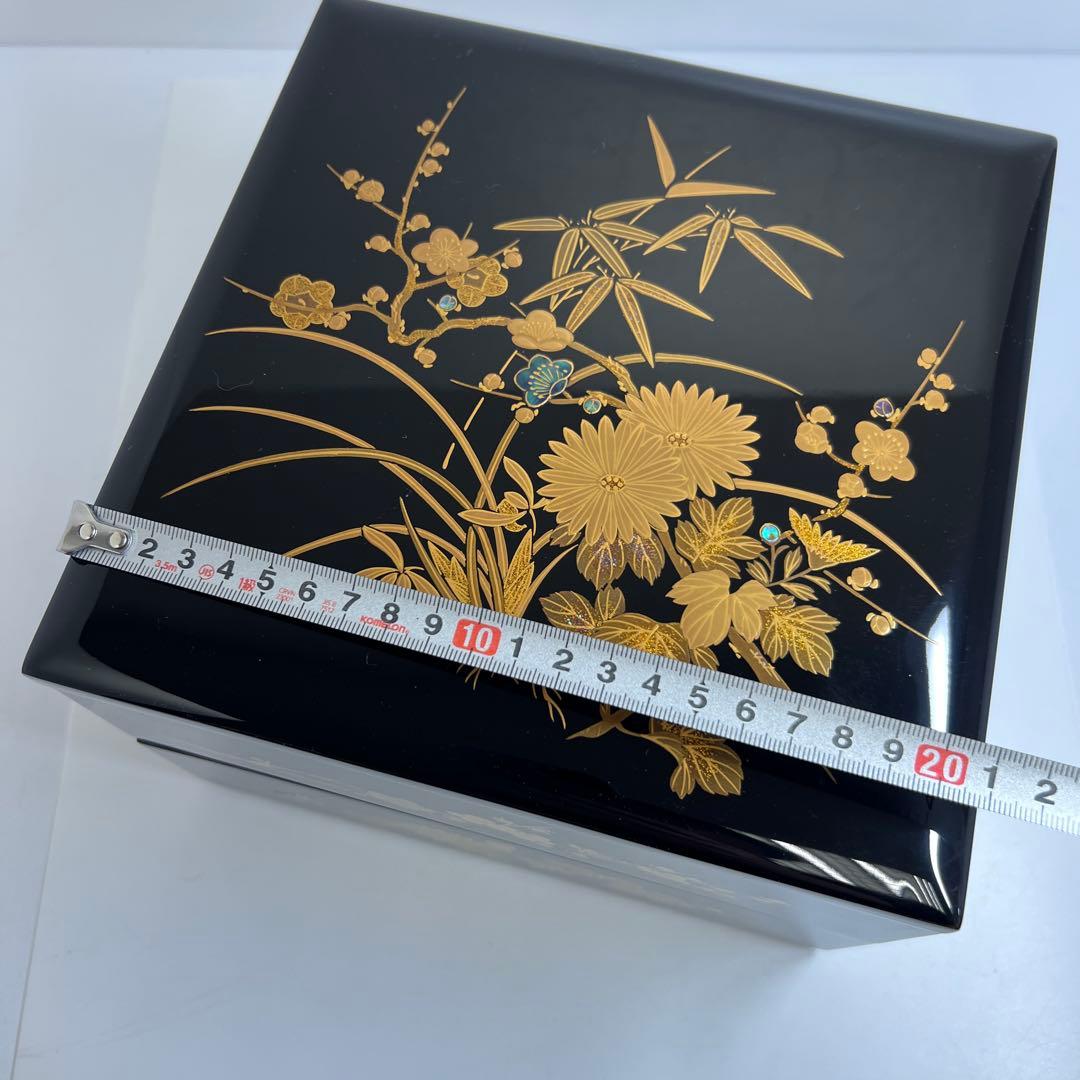 輪島塗　極上蒔絵二段重　蓋無木箱付　東Y7-0922③