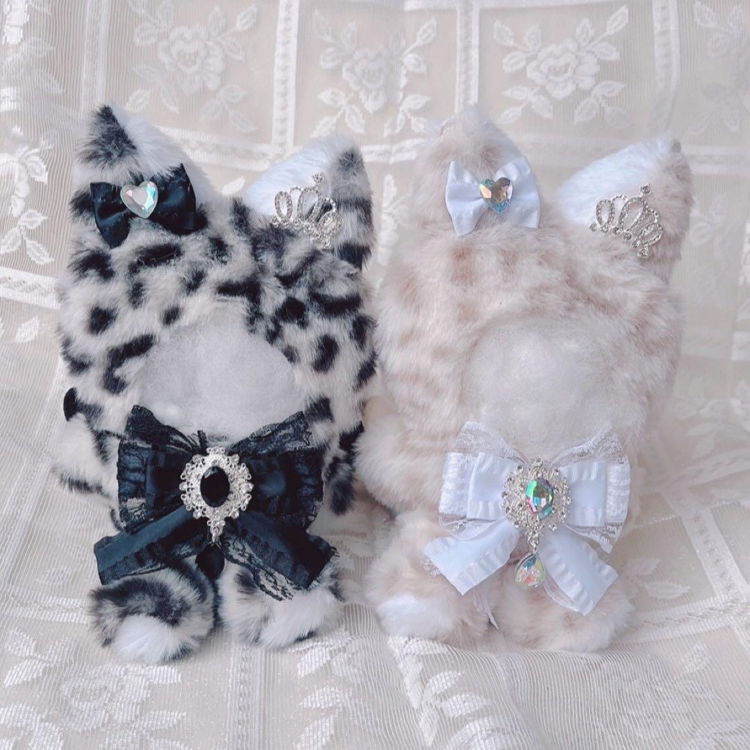 甘ロリホイップ♡千鳥柄×ぴんくねこ】16cm おすわりぬい服 バッグチャーム