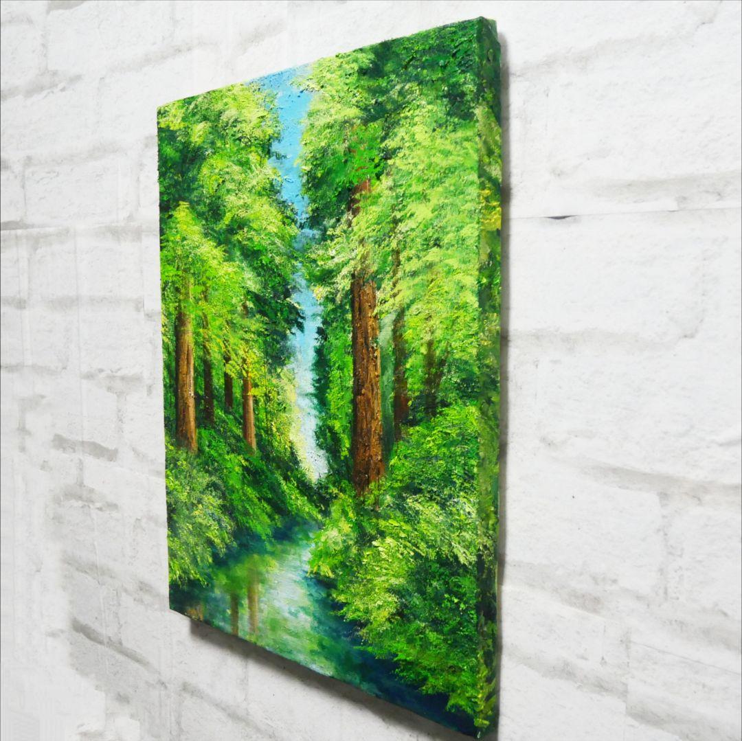 油絵 油彩 油彩画 絵 絵画 【新緑と川】F8号