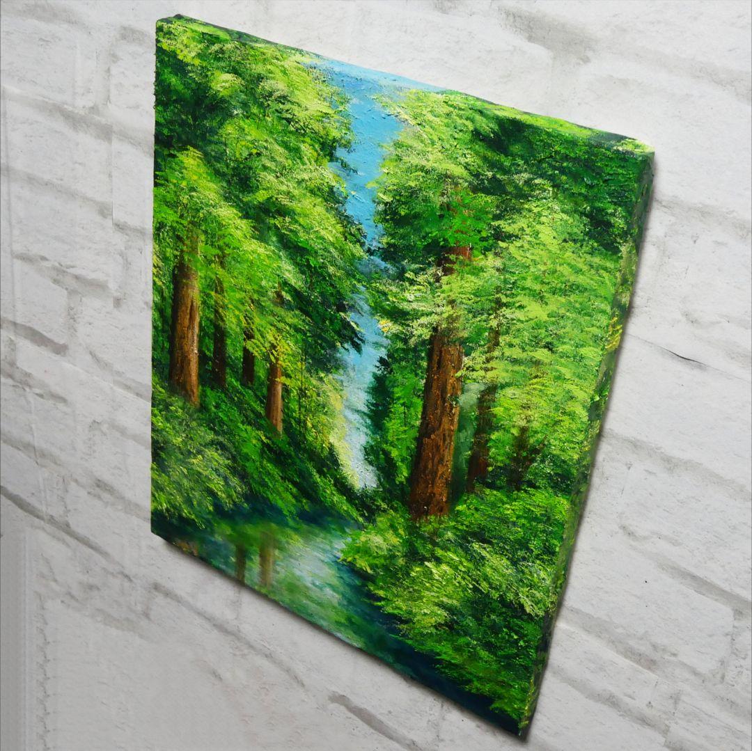 油絵 油彩 油彩画 絵 絵画 【新緑と川】F8号