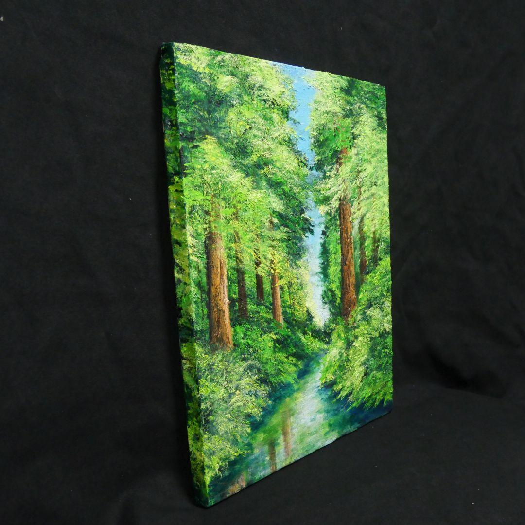 油絵 油彩 油彩画 絵 絵画 【新緑と川】F8号