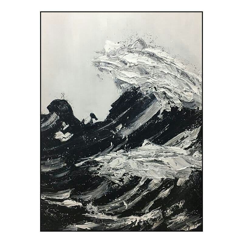 純正な手描きの油絵の抽象画、波風景が大幅に掛けられています。