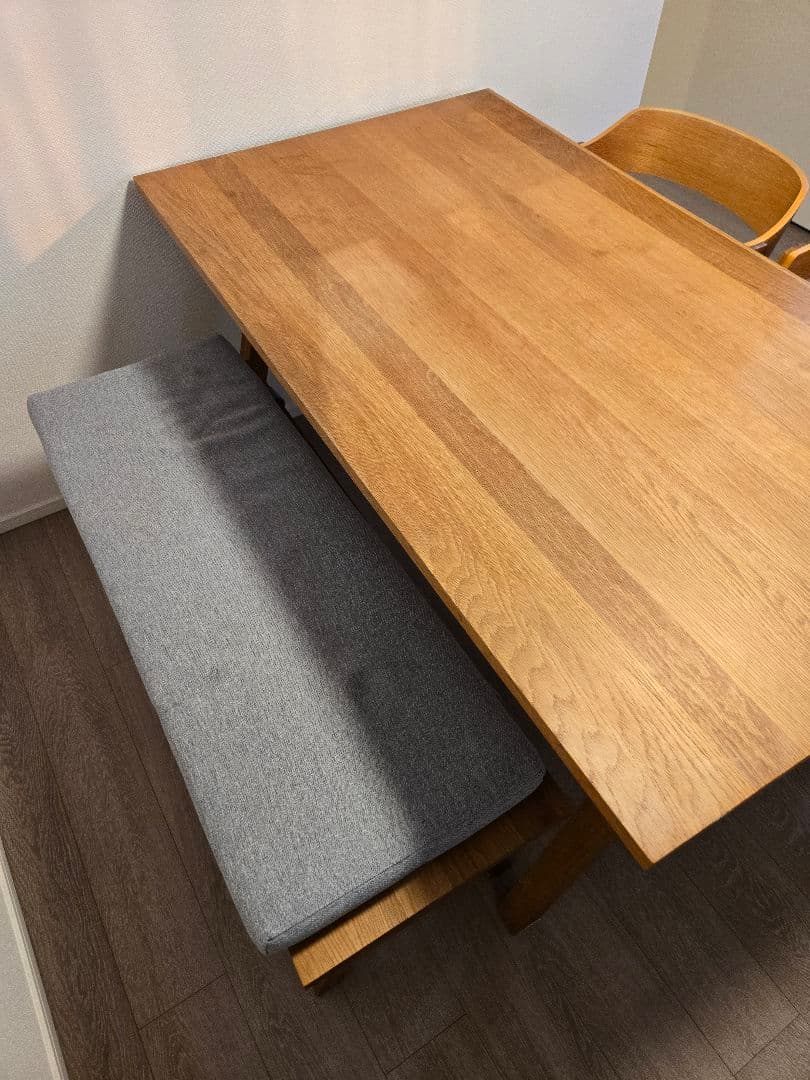 unico　木製ダイニングテーブルとグレー椅子セット