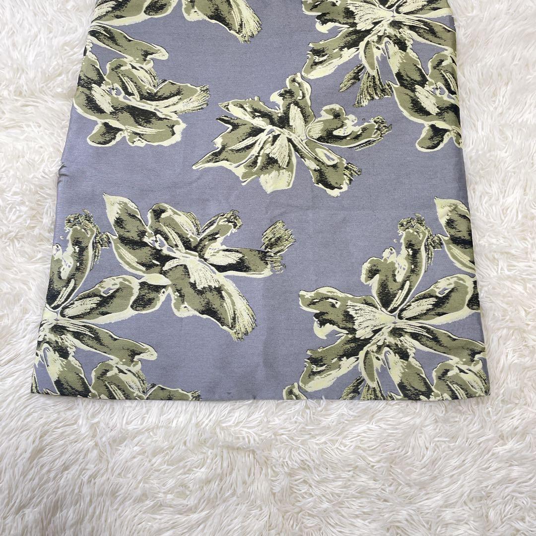 美品日本製 38【ADOREフラワージャガードひざ丈ドレス】ワンピース