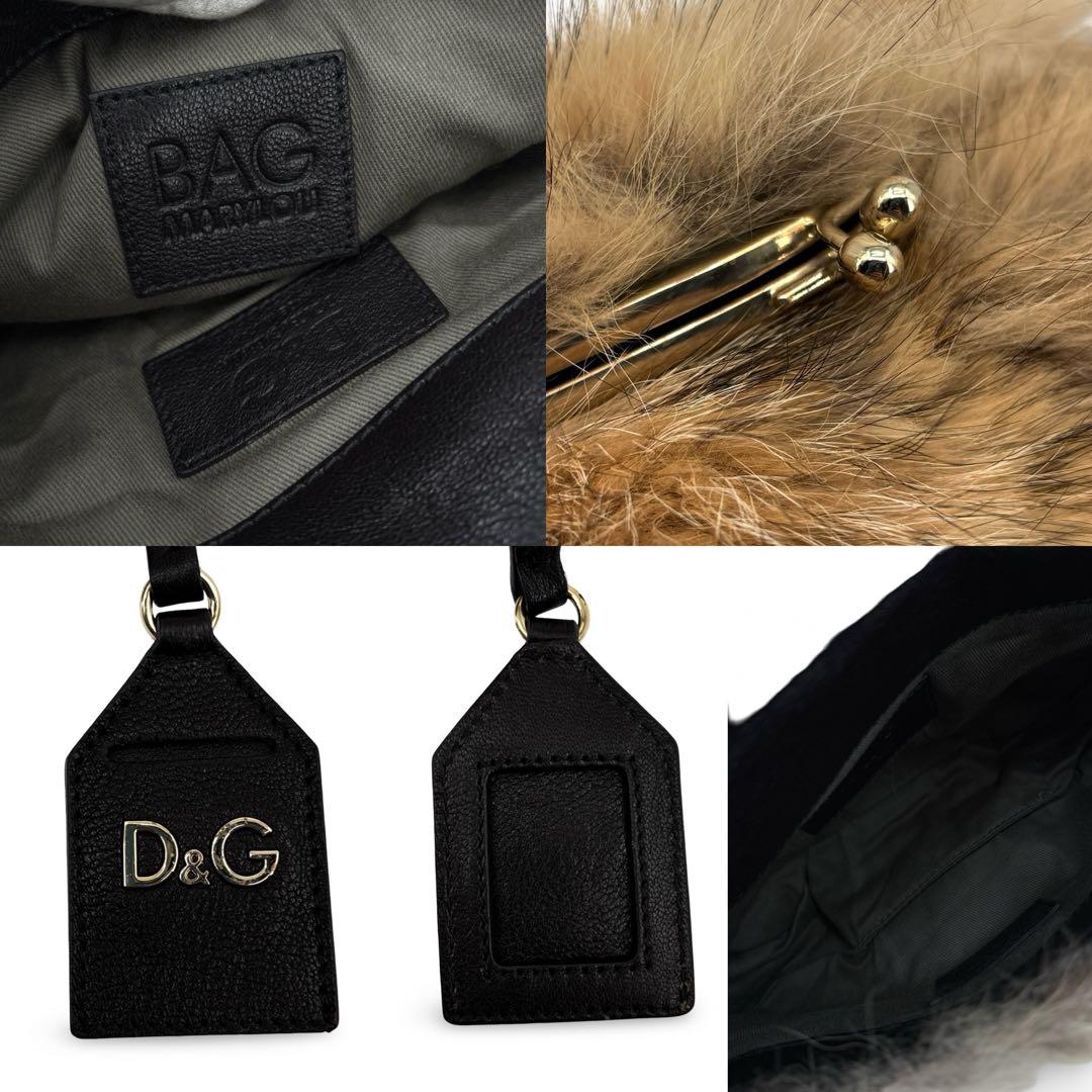 美品】 D&G ドルガバ 　ファー　ショルダーバッグ 　 レザー　ロゴ　　金具