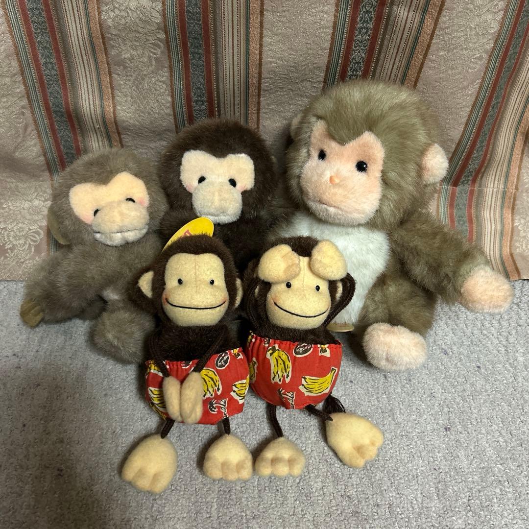 昭和 レトロ ぬいぐるみ 猿 バナナ 吸盤 かわいい 5体 昭和 レトロ ぬいぐるみ 猿 バナナ 吸盤 かわいい 5体 昭和 レトロ