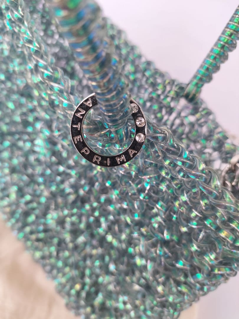 美品　ANTEPRIMA アンテプリマ ワイヤーバッグ 　ブルー　グリーン