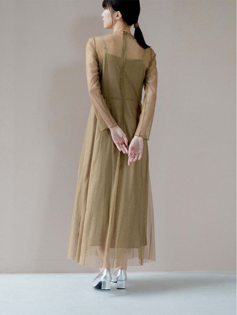 kaene ラメチュールメロウワンピース ゴールド 38 セール】【kaene